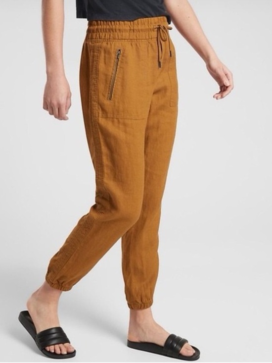 Athleta Cabo 100% linen Drawstring Jogger in Warm Camel - Picture 3 of 9